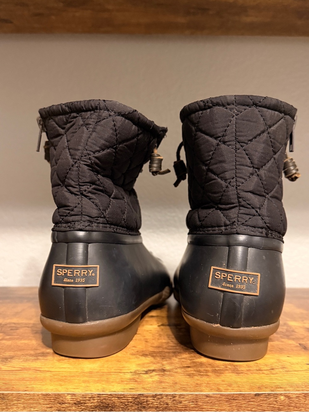 Sperry Black Quilted Lace-Up Duck Boots - Picture 6 of 10